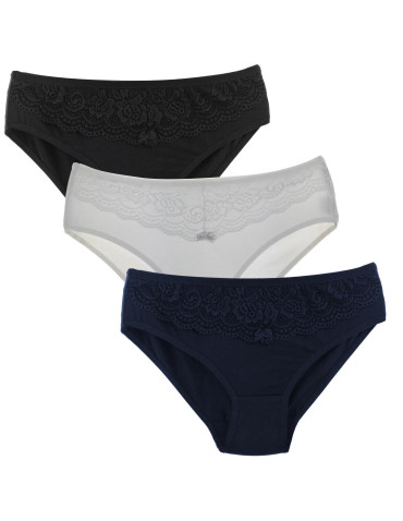 Figi - Figi damskie o kroju bikini zdobione koronką WIELOKOLOROWY - produkt 1
