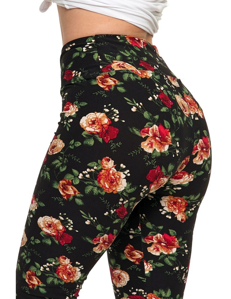 Legginsy - Legginsy damskie długie z wysokim stanem w kwiecisty wzór WZÓR 1 - produkt moraj.pl 5