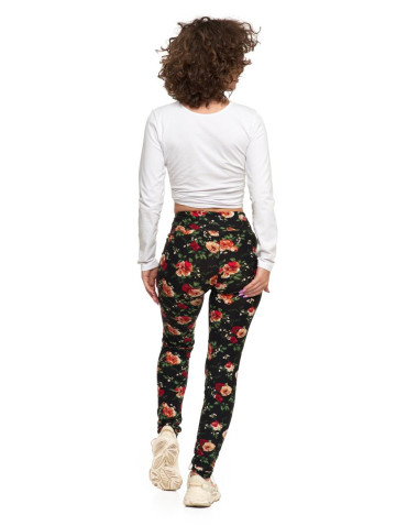 Legginsy - Legginsy damskie długie z wysokim stanem w kwiecisty wzór WZÓR 1 - produkt 3