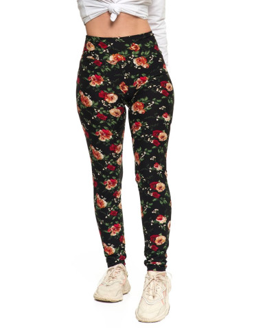 Legginsy - Legginsy damskie długie z wysokim stanem w kwiecisty wzór WZÓR 1 - produkt 4
