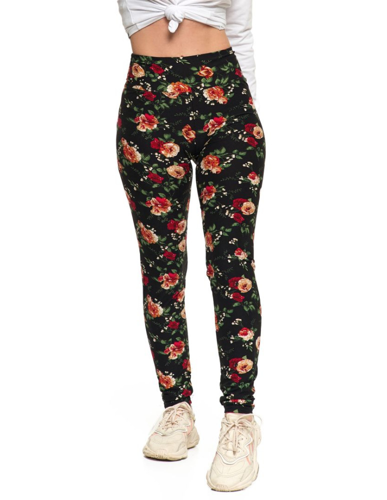 Legginsy - Legginsy damskie długie z wysokim stanem w kwiecisty wzór WZÓR 1 - produkt moraj.pl 4