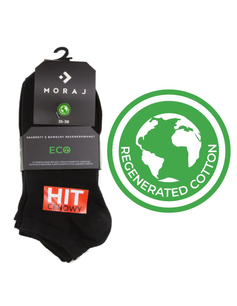 Stopki - Skarpetki stopki z bawełny ekologicznej regenerowanej CZARNY - produkt moraj.pl 2