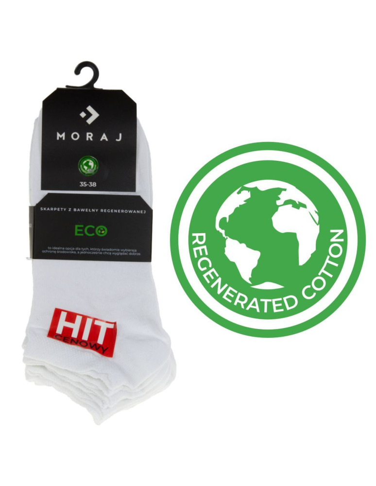 Stopki - Białe skarpetki stopki z bawełny eko regenerowanej BIAŁY - produkt moraj.pl 2