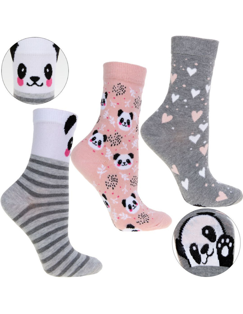 Długie - Damskie skarpety długie panda 3-pak WIELOKOLOROWY - produkt moraj.pl 3