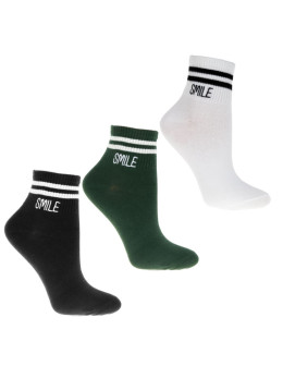 Skarpety damskie krótkie 3/4 szeroki ściągacz smile 3-pak