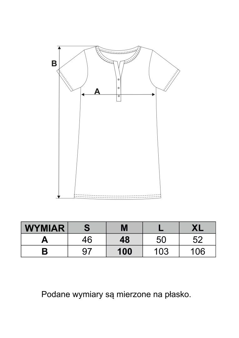 Koszula nocna damska z krótkim rękawem rozpinana