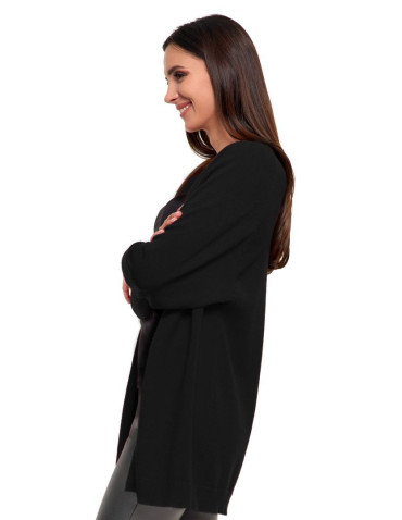 Swetry - Sweter damski długi kardigan bez zapięcia CZARNY - produkt 2