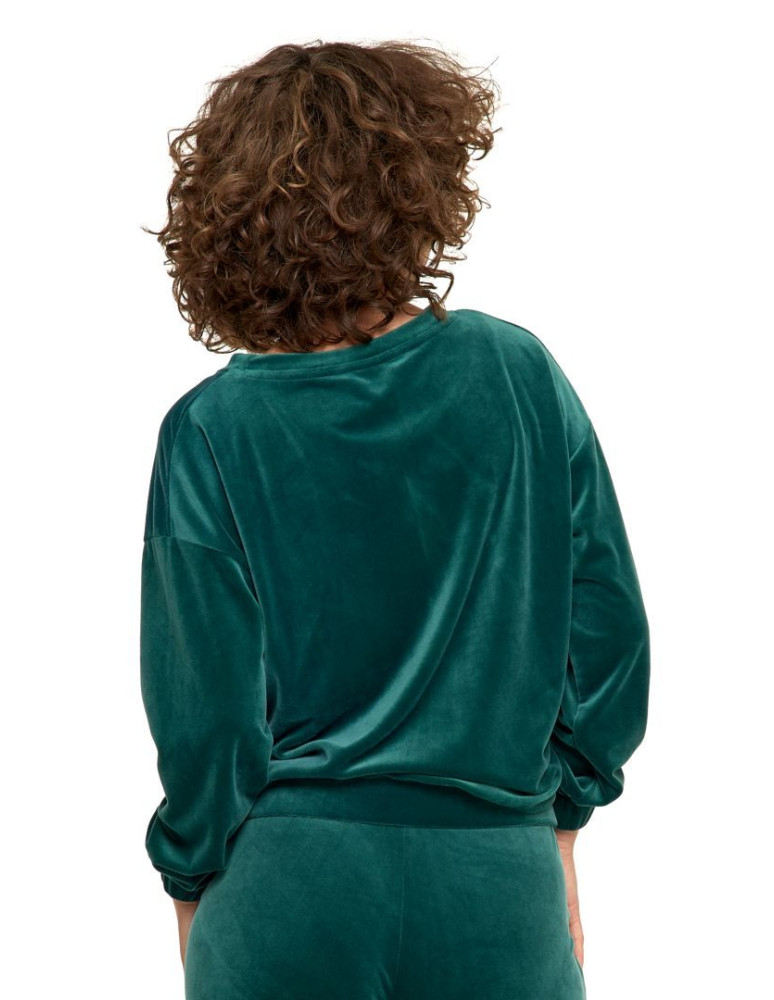 Bluzy - Bluza damska welurowa bez kaptura ZIELONY - produkt moraj.pl 4