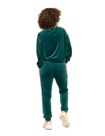 Bluzy - Bluza damska welurowa bez kaptura ZIELONY - produkt 8