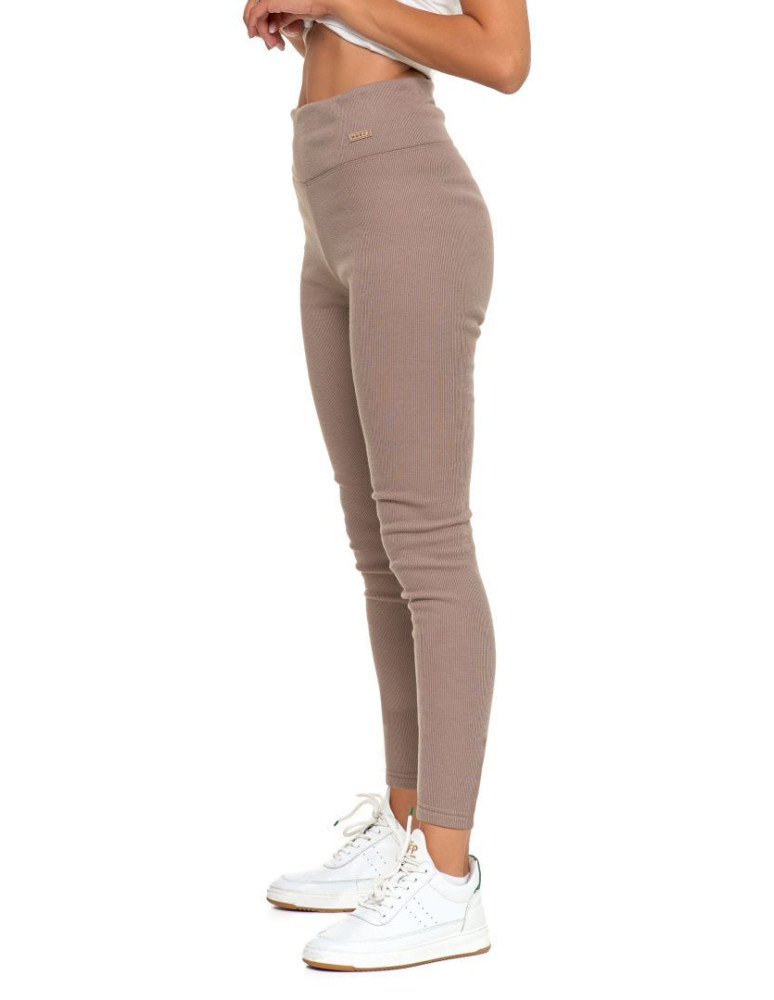 Legginsy - Prążkowane legginsy damskie z wysokim stanem ocieplane MOKKA - produkt moraj.pl 7