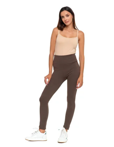 Legginsy damskie - Legginsy damskie z wysokim stanem prążkowane sportowe MOKKA - produkt 1