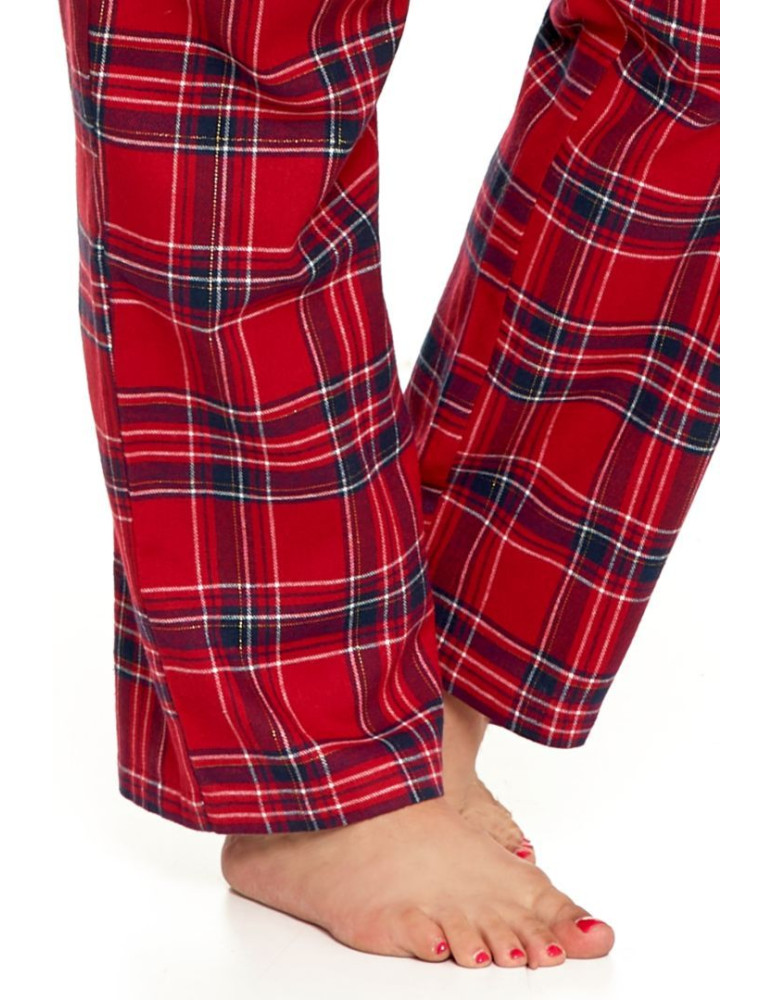 Długi rękaw - Piżama damska rozpinana długa bawełniana w kratkę Plus Size CZERWONY - produkt moraj.pl 5