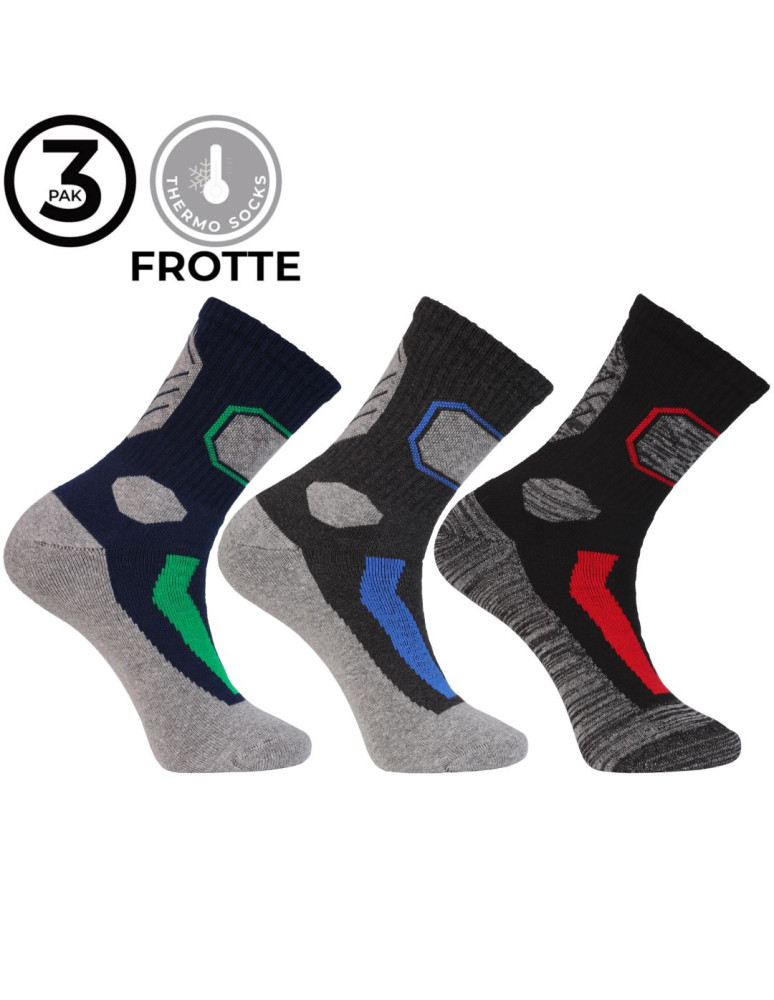 Długie - Ciepłe skarpety męskie długie Frotte szeroki ściągacz 3-pak WIELOKOLOROWY - produkt moraj.pl 6