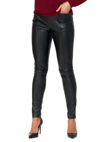 Czarne spodnie damskie z eko skóry