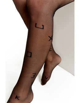 Czarne rajstopy damskie CLEO w LITERKI 20 DEN  - produkt 2