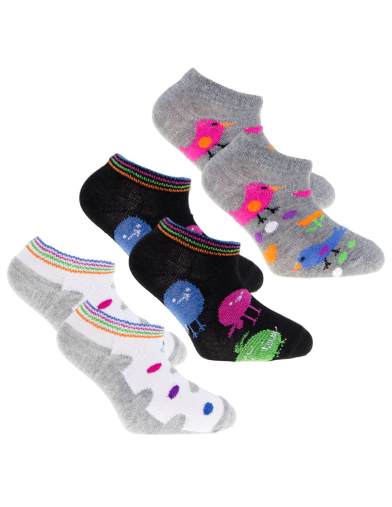 Stopki - Skarpetki stopki dziewczęce bawełniane w ptaszki WIELOKOLOROWY - produkt moraj.pl 1