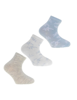 Skarpetki krótkie dziewczęce bawełniane jasne kolory 3-pak