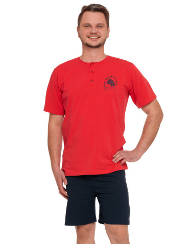 Piżama męska dwuczęściowa z krótkimi spodenkami Plus Size