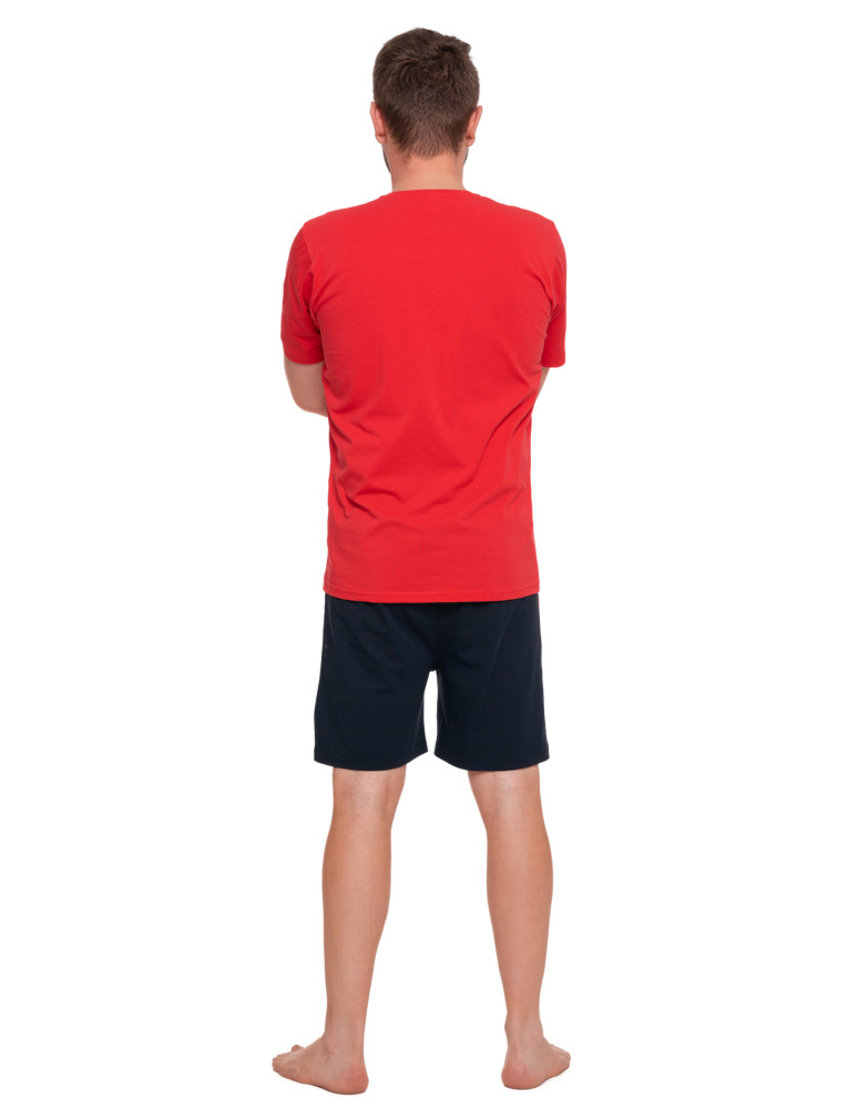 Piżamy z krótkim rękawem - Piżama męska dwuczęściowa z krótkimi spodenkami Plus Size BORDOWY  - produkt moraj.pl 3