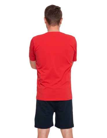 Piżamy z krótkim rękawem - Piżama męska dwuczęściowa z krótkimi spodenkami Plus Size BORDOWY - produkt 4