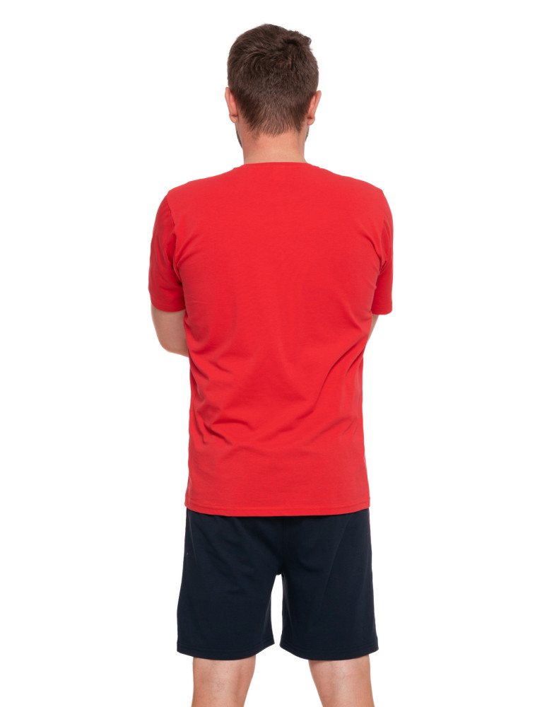 Piżamy z krótkim rękawem - Piżama męska dwuczęściowa z krótkimi spodenkami Plus Size BORDOWY  - produkt moraj.pl 4