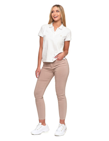 Polo - Koszulka damska polo bawełniana złote wykończenie Premium BIAŁY - produkt 6