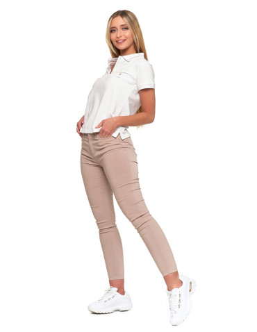 Polo - Koszulka damska polo bawełniana złote wykończenie Premium BIAŁY - produkt 7