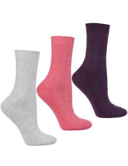 Skarpetki długie damskie bawełniane ażurowy wzór 3-pak