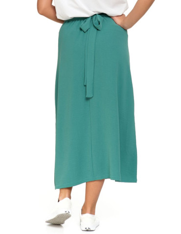 Spódnice - Spódnica damska midi zwiewna z wiązaniem w pasie ZIELONY - produkt 6