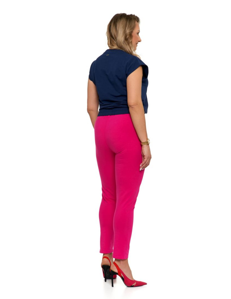 Bluzki i koszule - Bluzka damska dzianinowa typu crop top GRANATOWY - produkt moraj.pl 4
