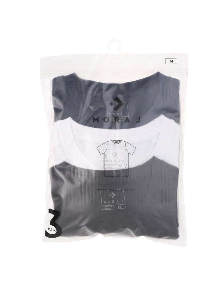 Koszulki, topy, koszule - Koszulka męska bawełniana T-shirt z okrągłym dekoltem 3-pak WZÓR 3 - produkt moraj.pl 22
