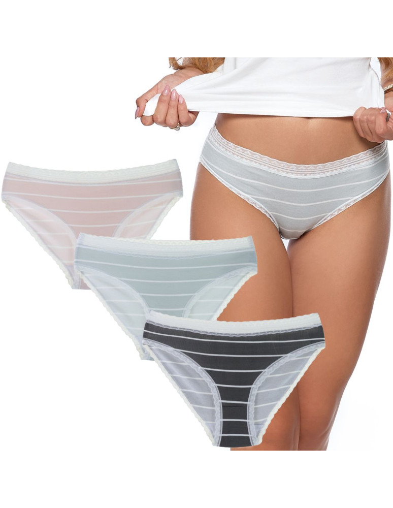 Figi - Majtki damskie figi bikini z koronkowym wykończeniem 6-pak WIELOKOLOROWY - produkt moraj.pl 4