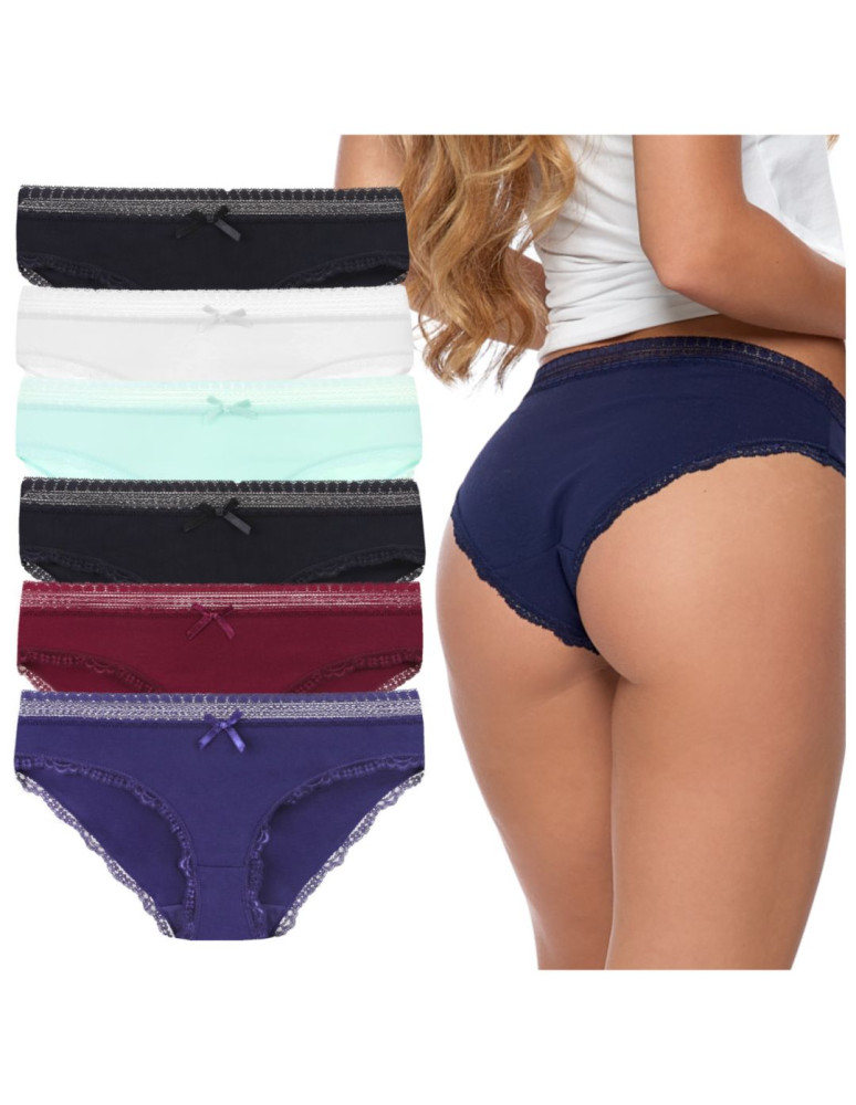 Bezszwowe - Majtki damskie figi bikini z koronkowym wykończeniem WIELOKOLOROWY - produkt moraj.pl 1