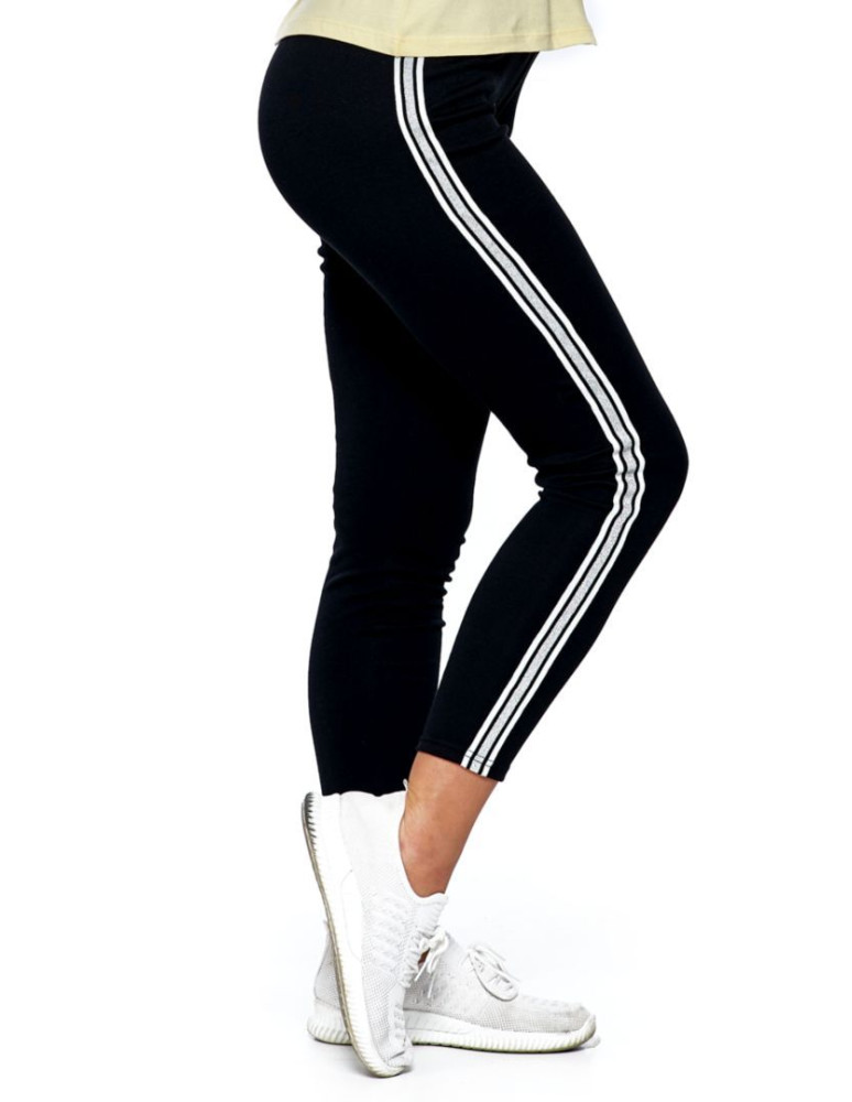 Legginsy - Legginsy damskie z lampasem Plus Size CZARNY - produkt moraj.pl 1