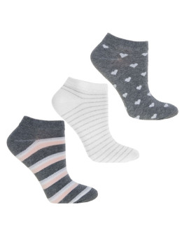 Damskie skarpety stopki bawełniane z brokatową nitką 3-pak