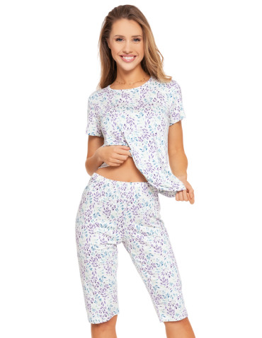 Piżama damska wiskozowa z krótkim rękawem w kwiaty  - produkt 2