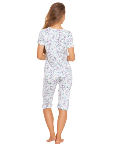 Krótki rękaw - Piżama damska wiskozowa z krótkim rękawem w kwiaty WZÓR 1 - produkt 8