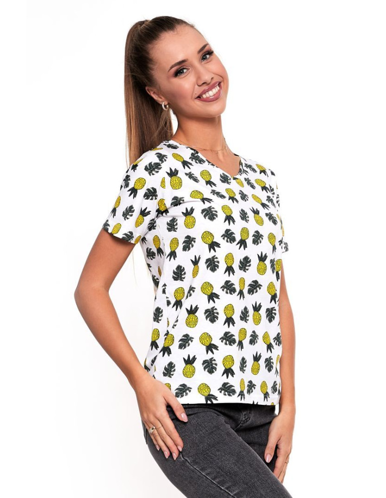 Koszulki i topy - Koszulka T-shirt damska wzór owoców BIAŁY - produkt moraj.pl 2