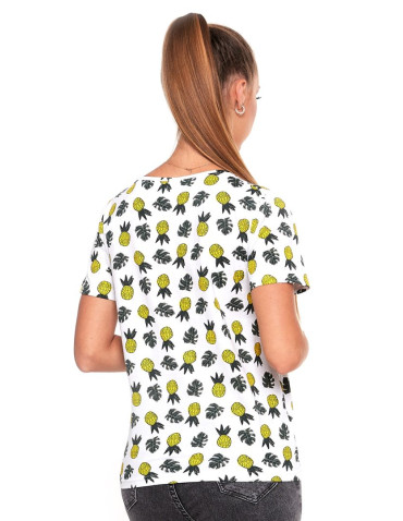 Koszulki i topy - Koszulka T-shirt damska wzór owoców BIAŁY - produkt 3