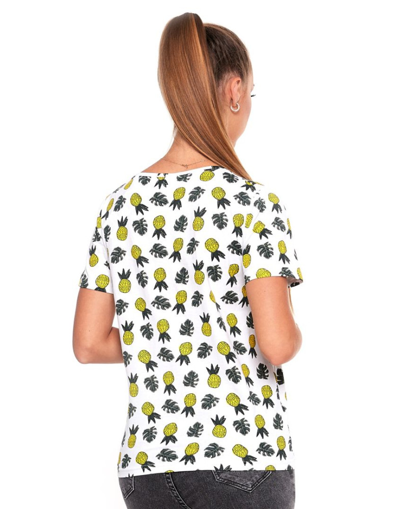 Koszulki i topy - Koszulka T-shirt damska wzór owoców BIAŁY - produkt moraj.pl 3