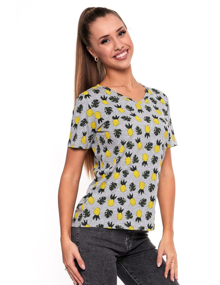 Koszulki i topy - Koszulka T-shirt damska wzór owoców JASNY SZARY - produkt moraj.pl 2