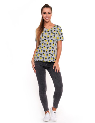 Koszulki i topy - Koszulka T-shirt damska wzór owoców JASNY SZARY - produkt 4