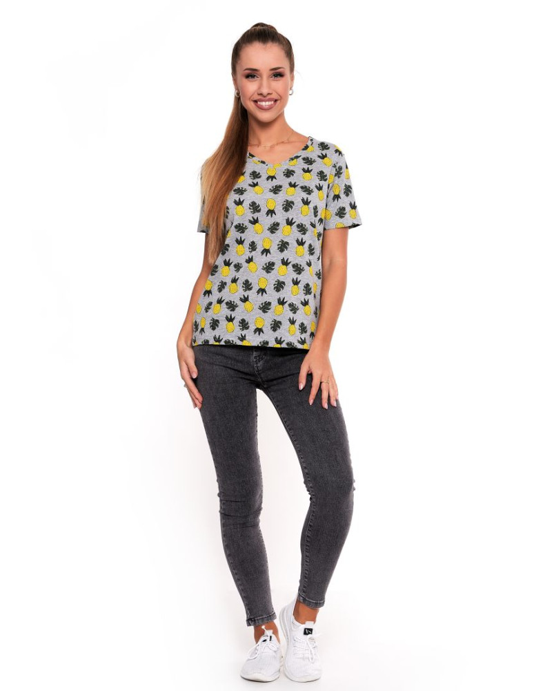 Koszulki i topy - Koszulka T-shirt damska wzór owoców JASNY SZARY - produkt moraj.pl 4