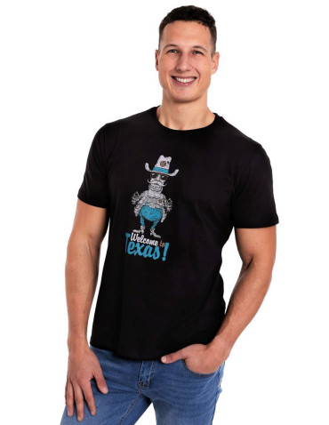 Koszulki, topy, koszule - T-shirt męski 100% bawełna z zabawnym nadrukiem CZARNY - produkt 1