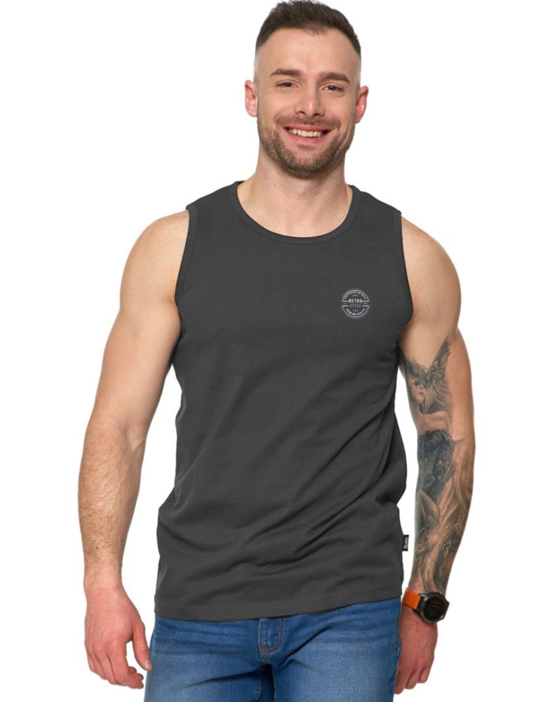 Koszulki, topy, koszule - Bawełniany tank top męski CIEMNY SZARY - produkt moraj.pl 1