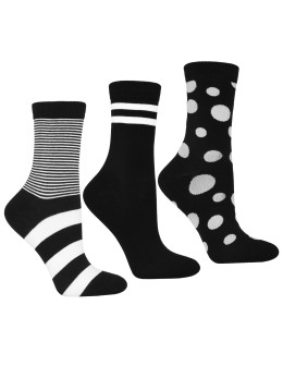 Skarpetki damskie długie bawełniane mix wzorów 3-pak