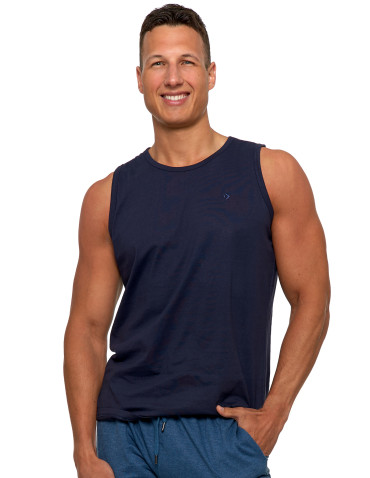 Koszulki, topy, koszule - Tank top męski bawełniany koszulka bez rękawów GRANATOWY - produkt 1