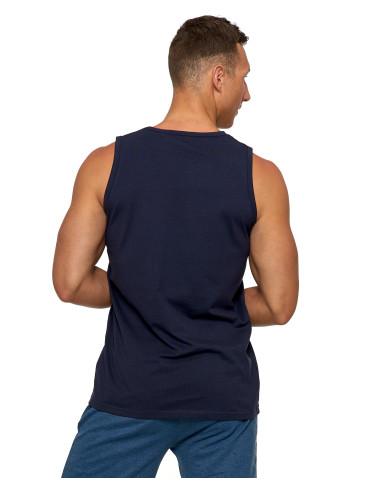 Koszulki, topy, koszule - Tank top męski bawełniany koszulka bez rękawów GRANATOWY - produkt 2