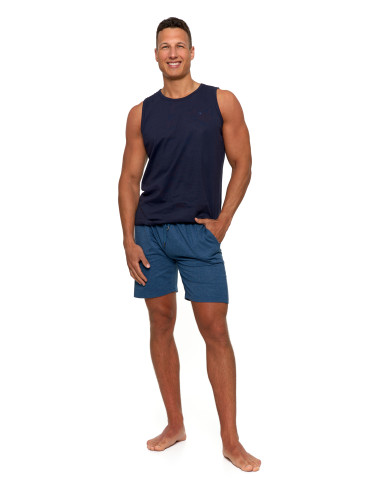 Koszulki, topy, koszule - Tank top męski bawełniany koszulka bez rękawów GRANATOWY - produkt 3