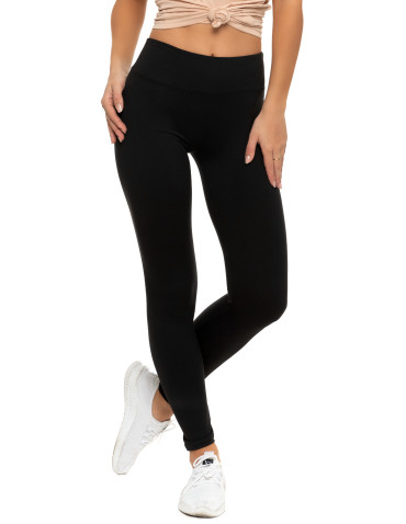 Legginsy - Klasyczne czarne legginsy damskie wysoki stan peach touch CZARNY - produkt 2